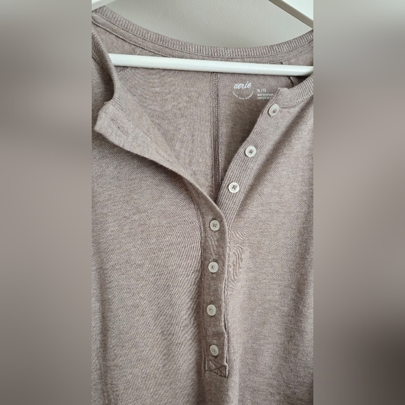 aerie Tops - Aerie Taupe Button-Up Sweatshirt